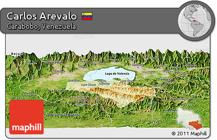 Physical Panoramic Map of Carlos Arevalo, satellite outside