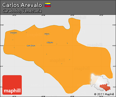 Political Simple Map of Carlos Arevalo, single color outside