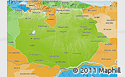 Physical 3D Map of Guarico, political shades outside