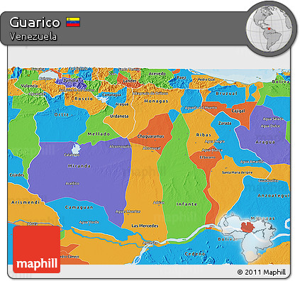 Political 3D Map of Guarico