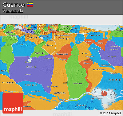 Political 3D Map of Guarico