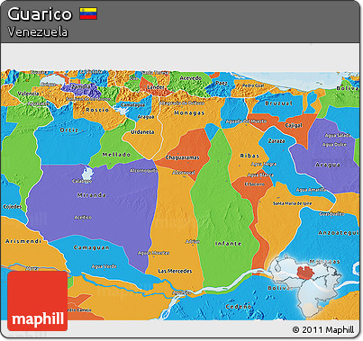 Political 3D Map of Guarico