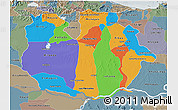 Political 3D Map of Guarico, semi-desaturated