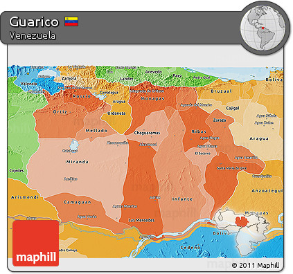 Political Shades 3D Map of Guarico