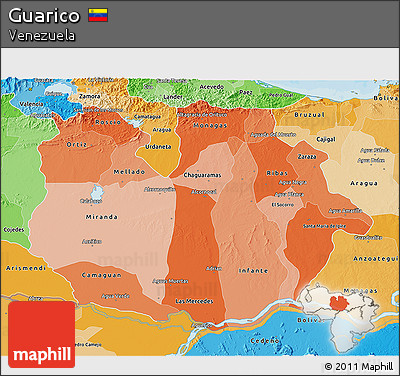 Political Shades 3D Map of Guarico