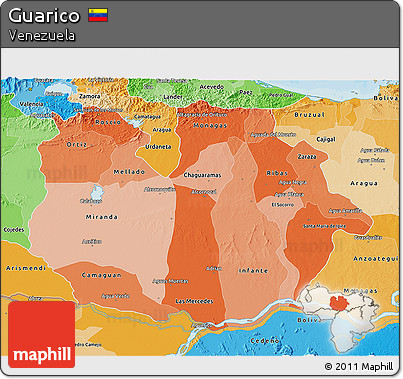 Political Shades 3D Map of Guarico