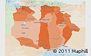 Political Shades 3D Map of Guarico, lighten