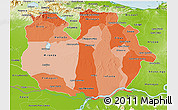 Political Shades 3D Map of Guarico, physical outside