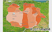Political Shades 3D Map of Guarico, satellite outside