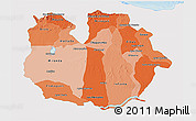 Political Shades 3D Map of Guarico, single color outside