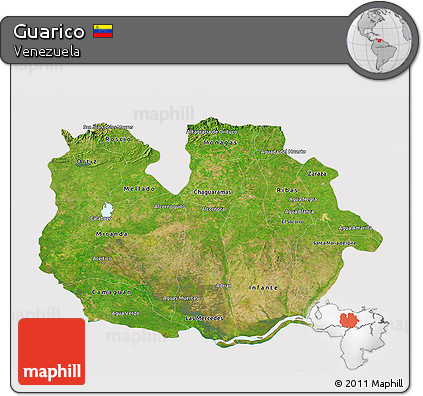 Satellite 3D Map of Guarico, cropped outside