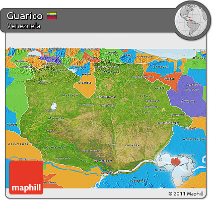 Satellite 3D Map of Guarico, political outside