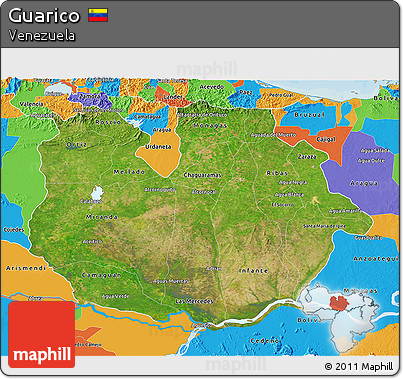 Satellite 3D Map of Guarico, political outside