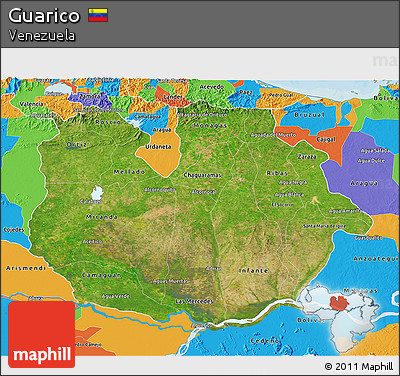 Satellite 3D Map of Guarico, political outside