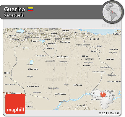 Shaded Relief 3D Map of Guarico