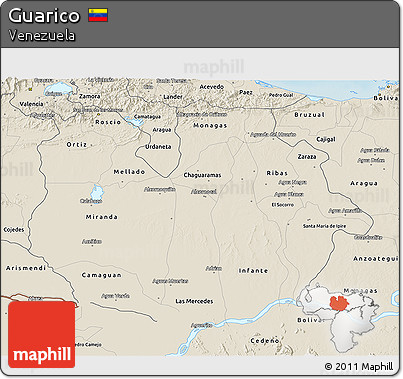 Shaded Relief 3D Map of Guarico
