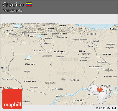 Shaded Relief 3D Map of Guarico