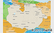 Shaded Relief 3D Map of Guarico, political shades outside