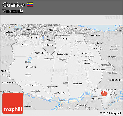 Silver Style 3D Map of Guarico