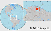 Gray Location Map of Guarico, within the entire country