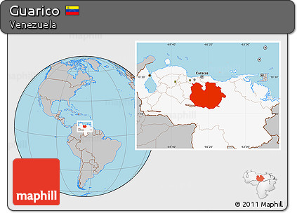 Gray Location Map of Guarico, highlighted country
