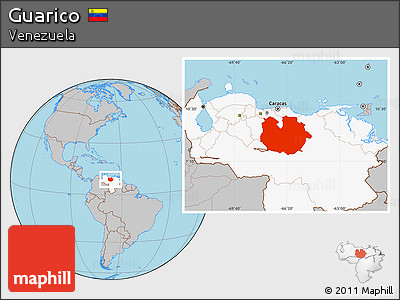 Gray Location Map of Guarico, highlighted country