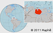 Gray Location Map of Guarico, hill shading