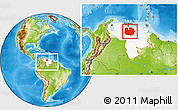 Physical Location Map of Guarico, highlighted country, within the entire country