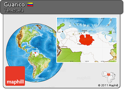 Physical Location Map of Guarico, highlighted country