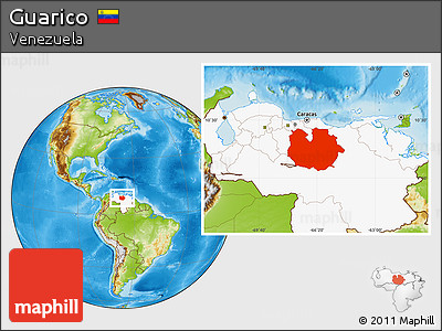Physical Location Map of Guarico, highlighted country