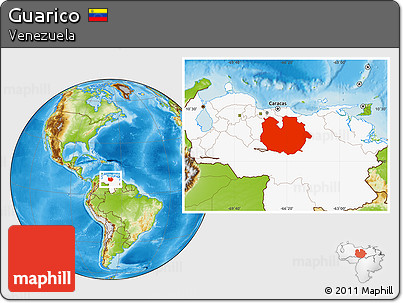 Physical Location Map of Guarico, highlighted country