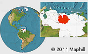 Satellite Location Map of Guarico, highlighted country