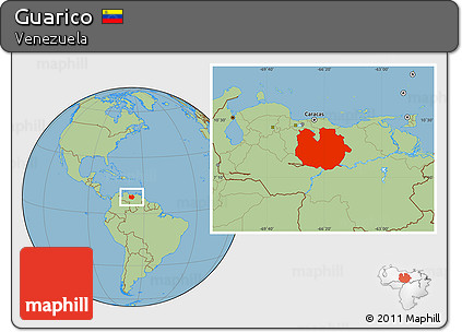 Savanna Style Location Map of Guarico