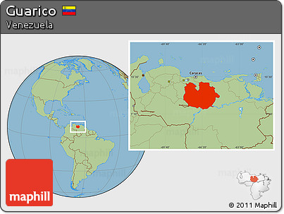 Savanna Style Location Map of Guarico