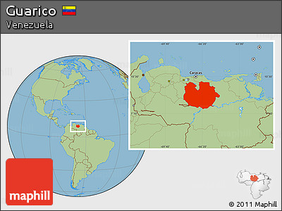 Savanna Style Location Map of Guarico