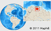 Shaded Relief Location Map of Guarico, within the entire country