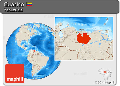 Shaded Relief Location Map of Guarico