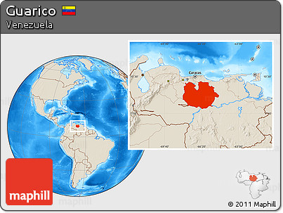 Shaded Relief Location Map of Guarico
