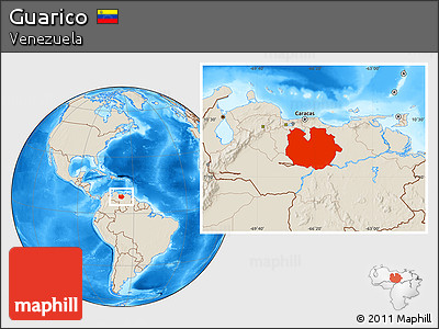 Shaded Relief Location Map of Guarico