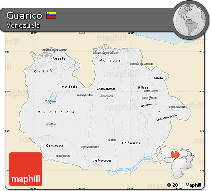 Classic Style Map of Guarico, single color outside