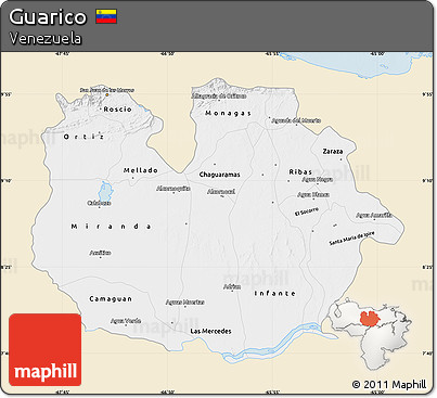 Classic Style Map of Guarico, single color outside