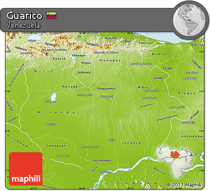 Physical Map of Guarico