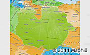 Physical Map of Guarico, political shades outside