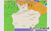Shaded Relief 3D Map of Ortiz, political outside