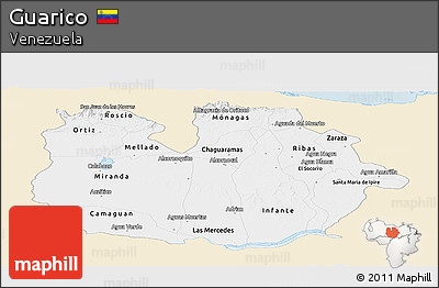 Classic Style Panoramic Map of Guarico, single color outside