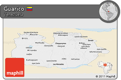 Classic Style Panoramic Map of Guarico, single color outside