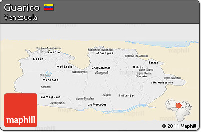 Classic Style Panoramic Map of Guarico, single color outside