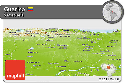 Physical Panoramic Map of Guarico