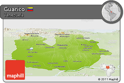 Physical Panoramic Map of Guarico, lighten