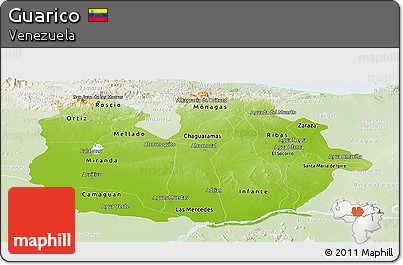 Physical Panoramic Map of Guarico, lighten